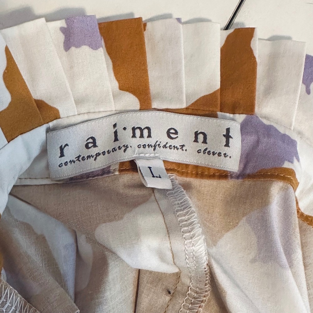 Raiment Beautiful Wright Blouse Large Top Yellow White Cotton 3/4‎ Sleeve Blouse - Picture 6 of 9